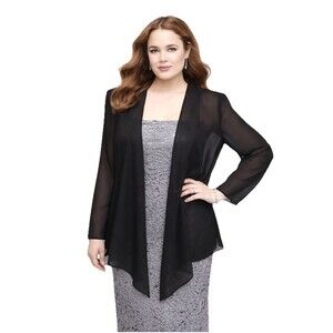 Positive Influence Black Chiffon Evening Jacket Asym Hem Size 8 USA